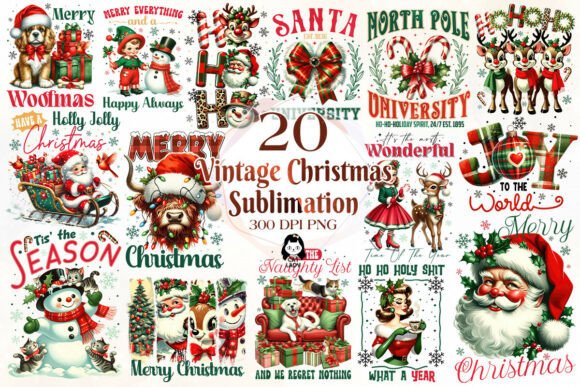 Download Vintage Retro Christmas Sublimation - Christmas sublimation Collection